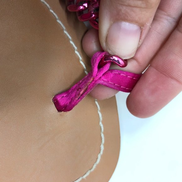 Colin Stuart Pink Metal Chain Sandals Sz 8.5B - Picture 10 of 13